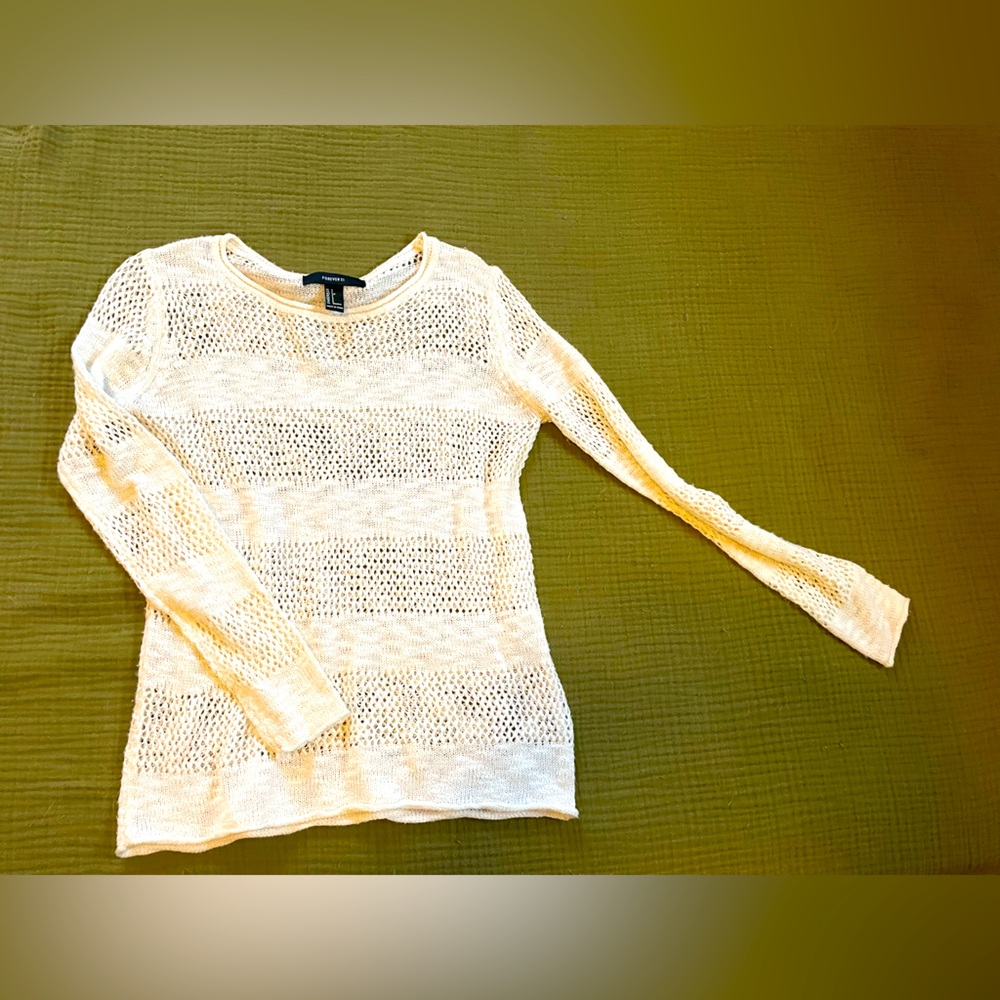 Forever 21 Crochet Sweater White Size S